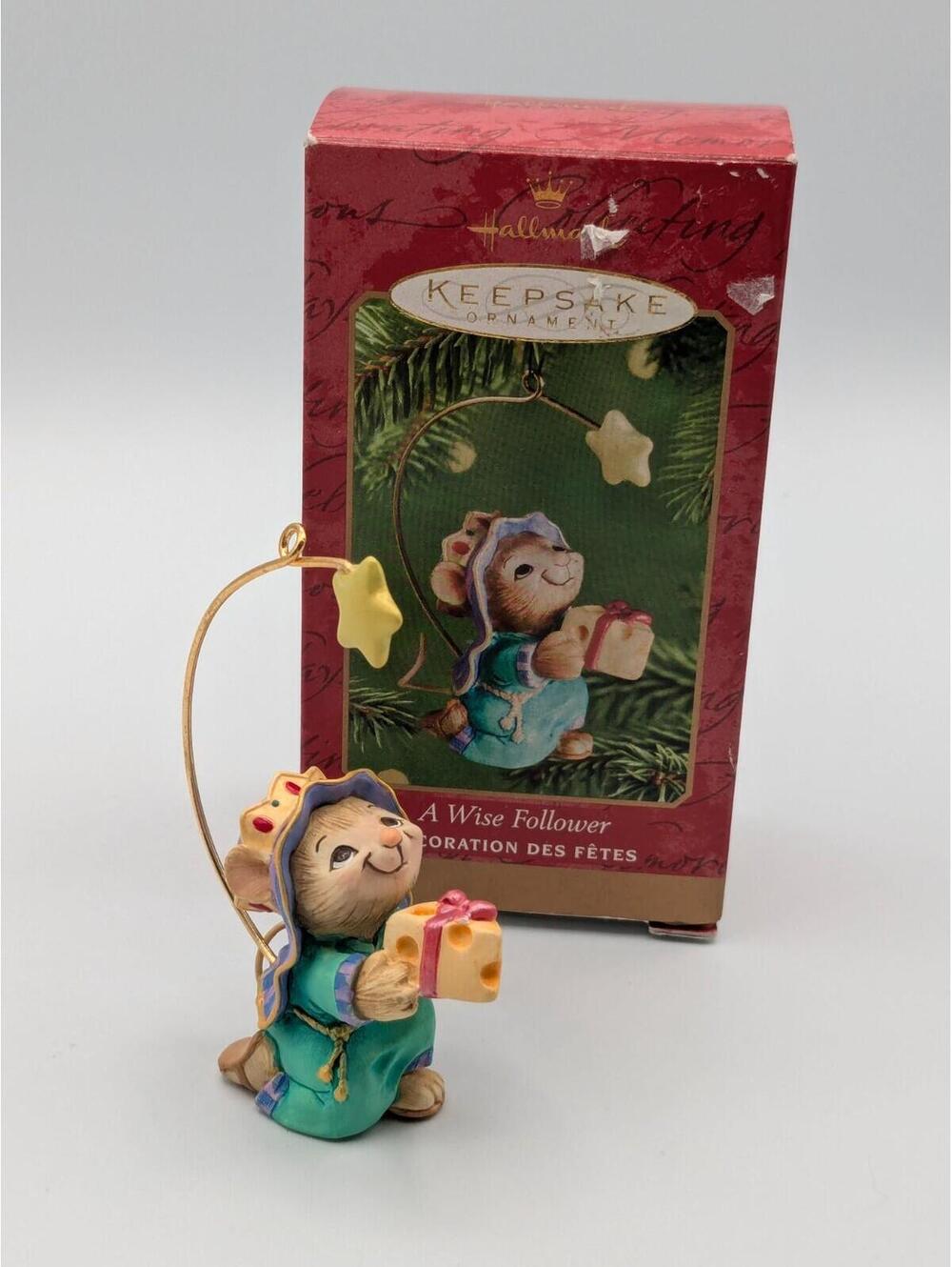 Hallmark Keepsake A Wise Follower 2001, Vintage Wiseman Mouse Christmas Ornament